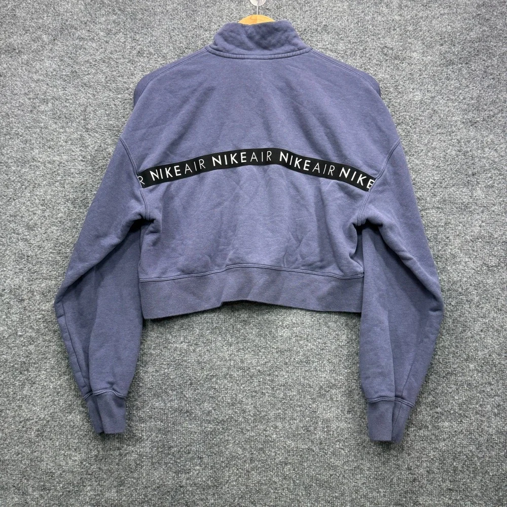 Nike Air Quarter Zip Sweatshirt Womens Large Blue Long Sleeve Cropped Fleece